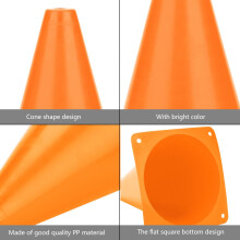 6pcs 18cm Football Training Cones Plastic Marker Holders Bright Orange