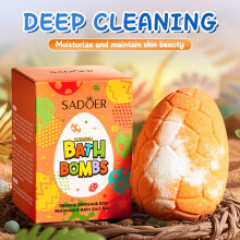 (100g) Juego de regalo de bolas de baño de huevo de dinosaurio naranja: lujoso baño de burbujas perfumado, extractos de