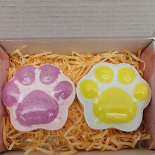 (2 pcs of peaches and mangoes) Lindas bombas de baño con forma de pata de perro para baños de burbujas fragantes, para limpieza de uñas y pies