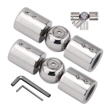 2 Eckverbinder für Gardinenstangen (silber)