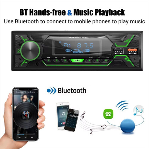 Autoradio 1 Din Stereo Multimedia MP3 Player Digital Bluetooth FM 2