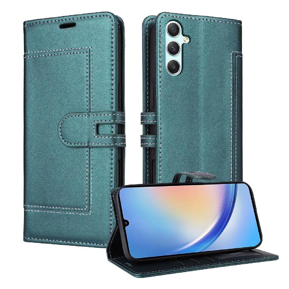 () Flip Case For Samsung Galaxy A34 5G Rfid Blocking Kickstand Card Slots Premium Pu Leather Magnetic Buckle Closure 764563246427