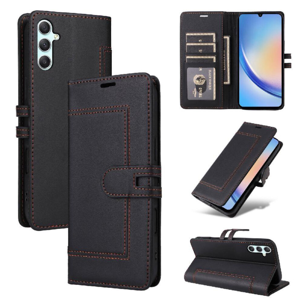 () Flip Case For Samsung Galaxy A34 5G Rfid Blocking Kickstand Card Slots Premium Pu Leather Magnetic Buckle Closure 764563246465