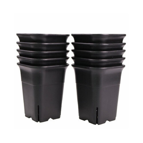 12-pack black square plastic flower pots 2