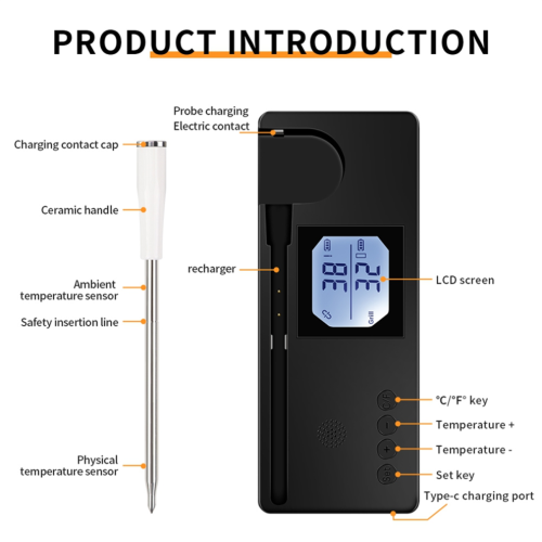 Trådlös köttermometer, smart digital Bluetooth-termometer