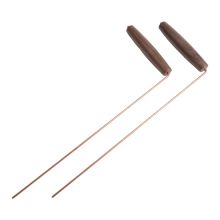 2 probe rods made of pure copper for fortune-telling tools with wooden handles