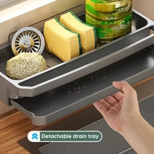 Kitchen sink organizer rack, self-draining shelf for sponges A 1