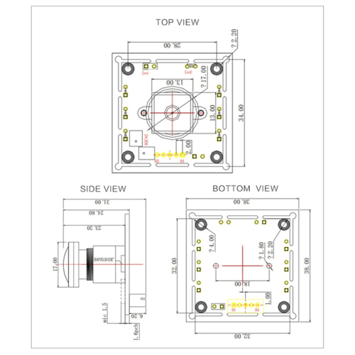 USB 1080P OV2710 video camera module 2MP 130 degrees 1
