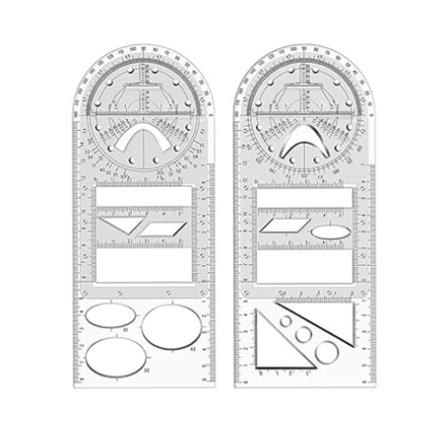 4Pcs Multifunctional Geometric Ruler Measuring Drawing Ruler Plastic 1