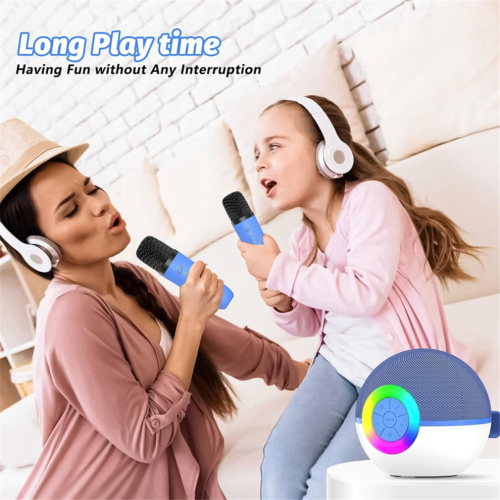 Mini karaokemachine met 2 microfoons, Bluetooth-microfoon, zangspeelgoed, D 2