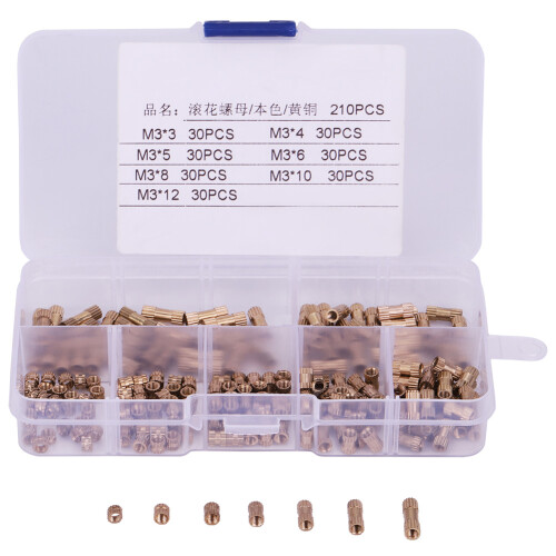 M3 Brass Threaded Insert Nuts 210pcs Knurled Round Shape for DIY & Repairs