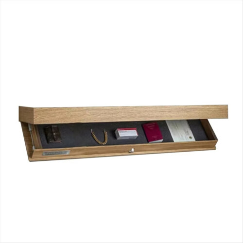 Floating solid wood shelf with hidden compartment, home decoration A