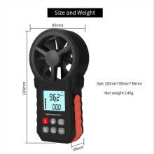 MS6252A Handanemometer, draaibaar, luchtstroom, oplaadbaar