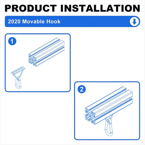 8-pack 2020 Extrusion Sliding Hooks, Black 2