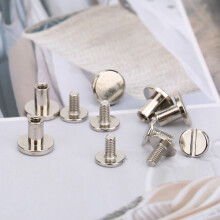 8mm Copper Rivets 50 pcs Flat Head for Leather Craft & Notebook Binding Silver