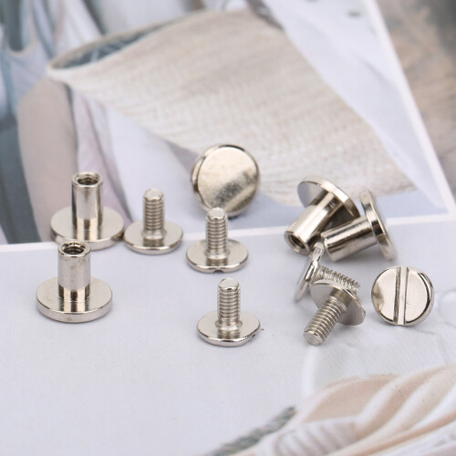 8mm Copper Rivets 50 pcs Flat Head for Leather Craft & Notebook Binding Silver
