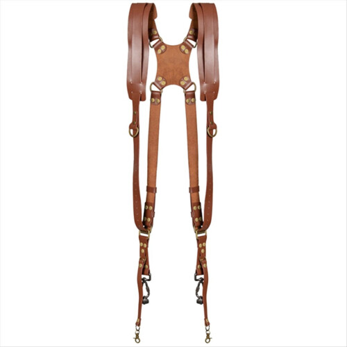 Double shoulder strap for camera, adjustable, for camera, shoulder strap, brown
