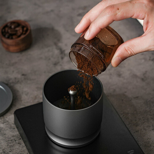 58 mm kaffedoseringskopp i aluminiumlegering, espressodoseringstratt, grå 2