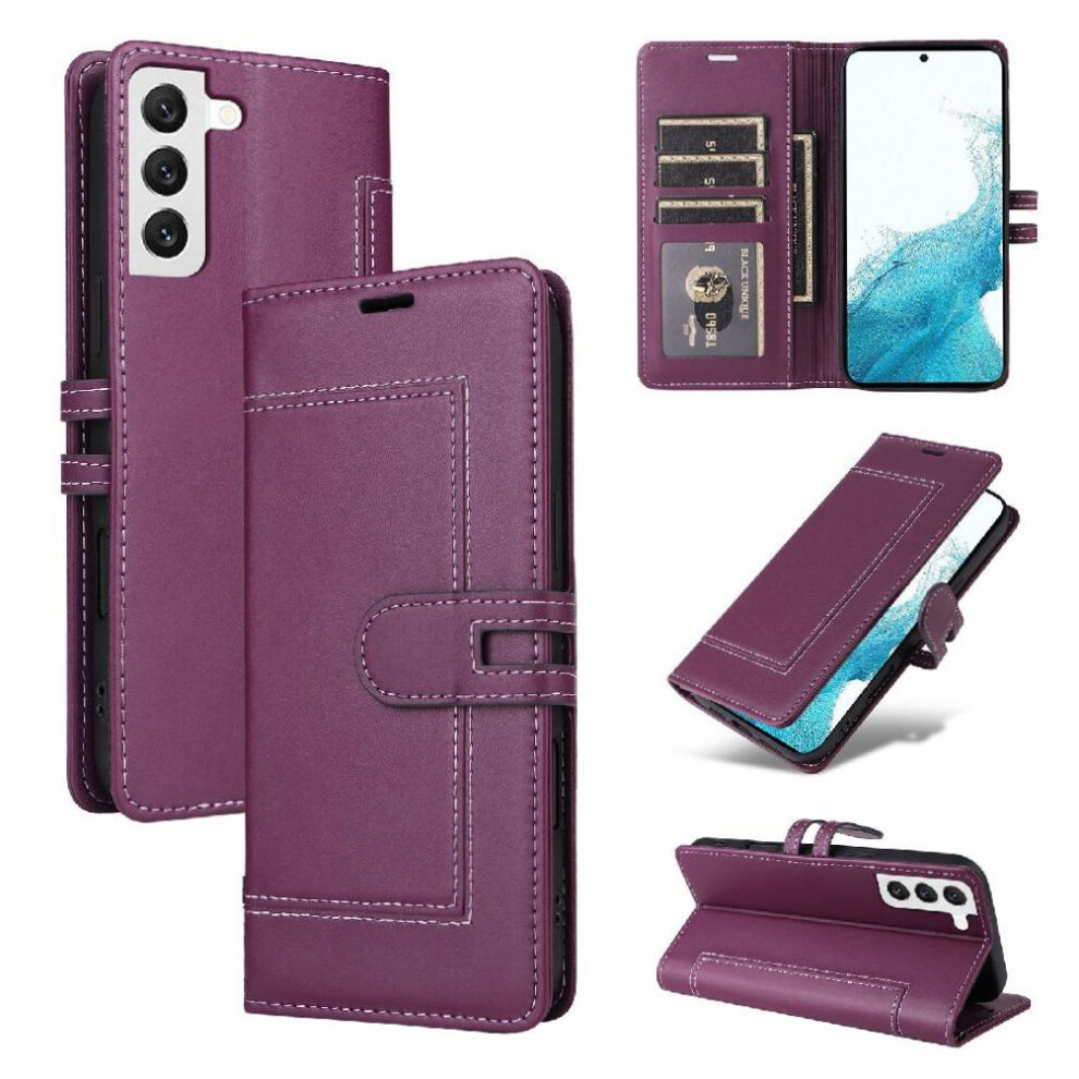 () Flip Case For Samsung Galaxy S21 Fe Card Slots Kickstand Magnetic Buckle Closure Premium Pu Leather Rfid Blocking 764563245536