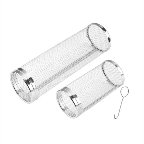 Rolling grill basket, grill nets for grilled vegetables, (large + small)