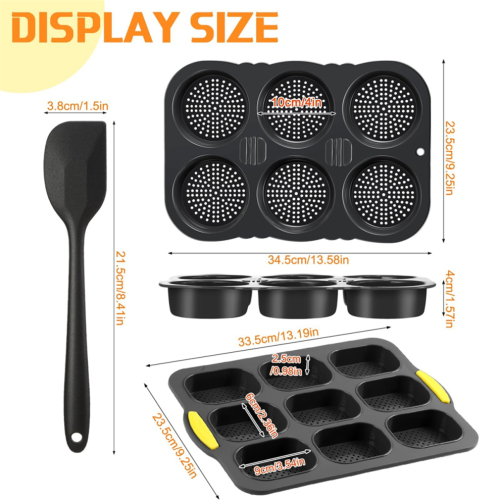 Silicone bread baking mold and hamburger bun baking mold set with spatula 1