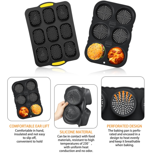 Silicone bread baking mold and hamburger bun baking mold set with spatula 2