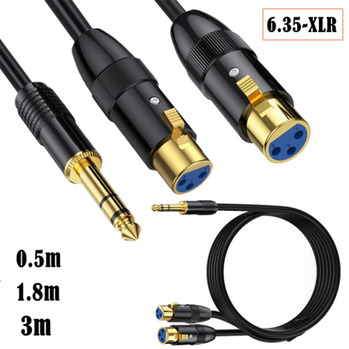 Conector XLR hembra doble a conector TRS macho estéreo de 1/4 de pulgada A 2