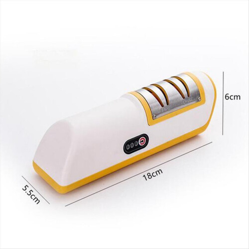 Electric knife sharpener for the kitchen, 4 speeds, multifunctional, yellow 2