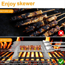 Grillspettställ i rostfritt stål, grillspett i metall
