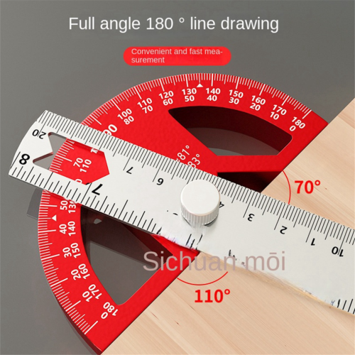 Multifunctional angle ruler 45/90 degrees, semicircular, 8 inches 2