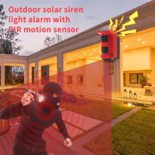 Alarme Infrarouge Solaire Capteur de Corps Humain Alarme Antivol Détecteur de Mouvement PIR pour Corps Humain Extérieur à Énergie Solaire Prise UE