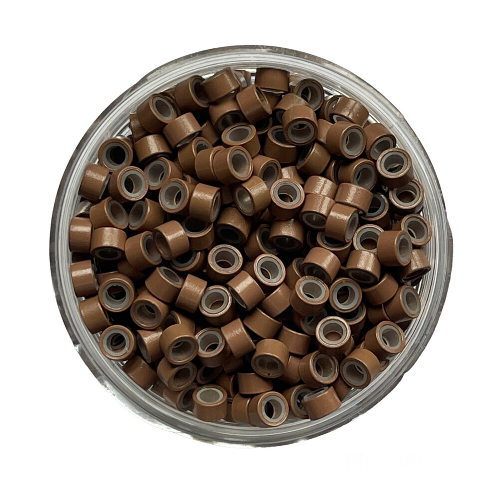 Unisex Not,Specified 5Mm Silicone Lined Micro Beads Light Brown 1000Pcs Rings Link Tip Loop Hair Extensions