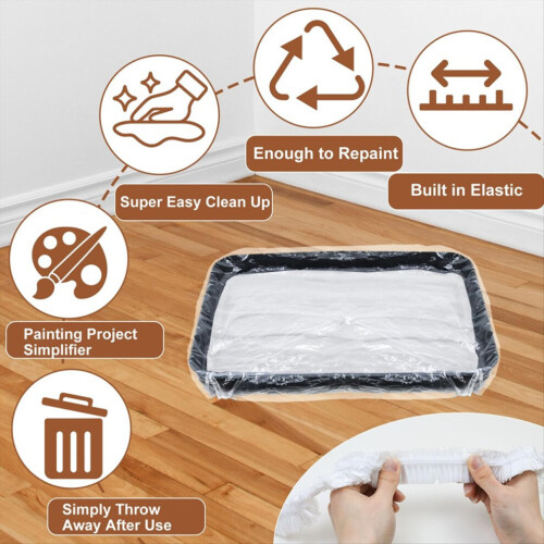 40 pieces 18 inch paint roller tray liners, large disposable plastic 2