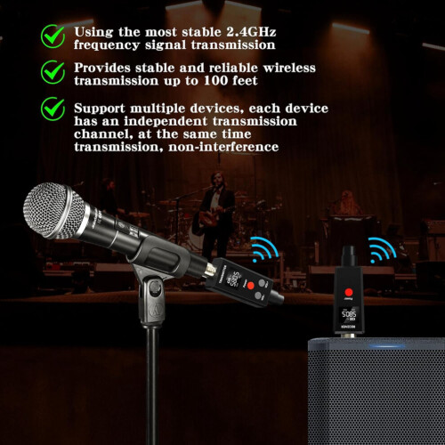 Système de microphone sans fil UHF 2,4 GHz avec adaptateur XLR 2