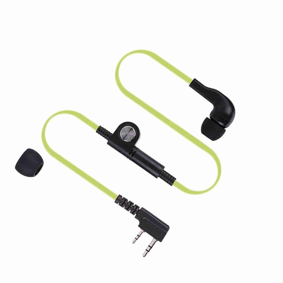 2-Pin Walkie Talkie Earphone Microphone With Flat Cable Earpiece Ptt Green 8481392672921