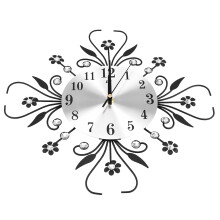 Modern Metal Wall Clock Flower Diamond Crystal Large Silent Home Office-Decor