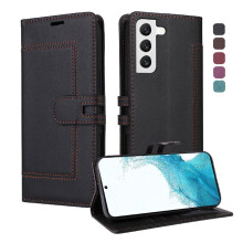 () Flip Case For Samsung Galaxy S21 RFID Blocking Card Slots Premium PU Leather Kickstand Magnetic Buckle Closure