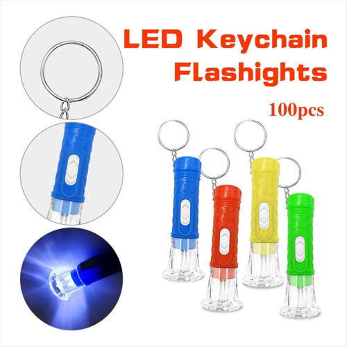 100 mini-ficklampsnyckelringar, storpack, mini-nyckelringar 1