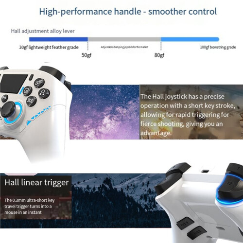 For PS4 Wireless  Game Controller for P4/Steam/PC RGB Light Crystal Buttons Hall Sensor Joystick B 1
