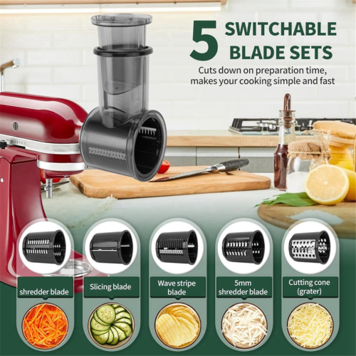 Food processor slicer attachment, cheese grater attachment (with 5 blades) 2