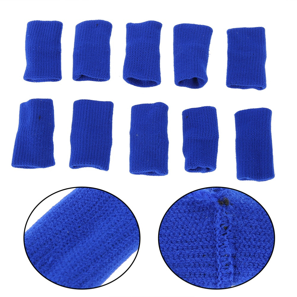 Blue 10Pcs Stretchy Finger Sleeves Support For Sports, Arthritis, Injury Prevention
