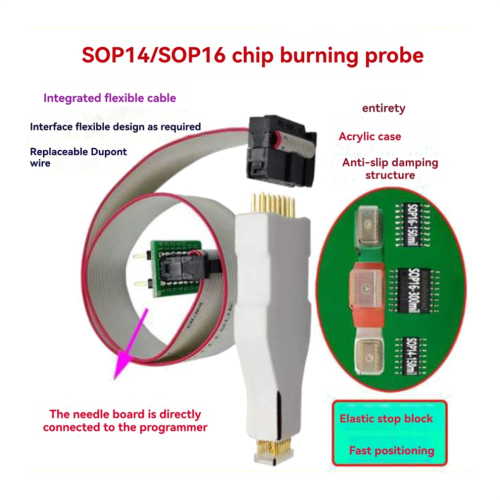 SOP16 300MIL Chip Download, Burn and Write – Spring-Loaded Probe 2
