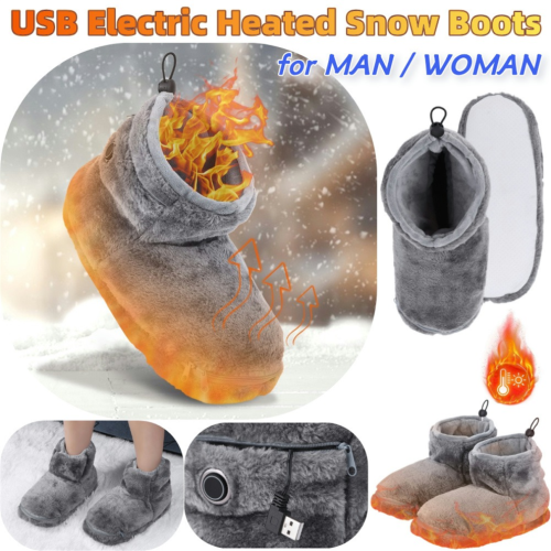 USB-beheizbare Schuhe, warme Winterstiefel, bequeme Plüschschuhe 1