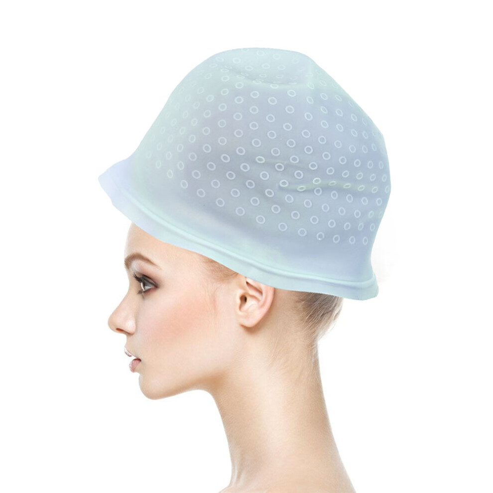 Hair Highlighting Cap Blue Silicone Gel Dye Cap Easy to Use & Reuse with Hook