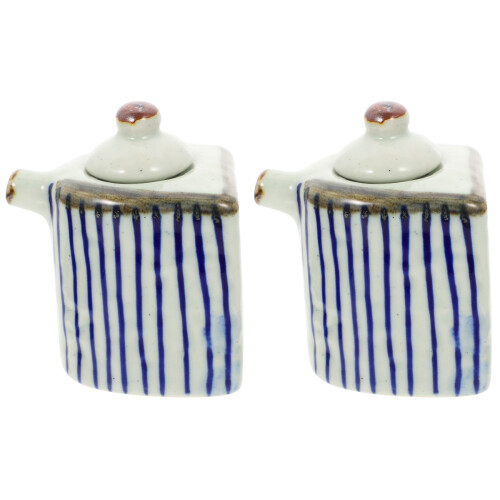 2Pcs Stylish Ceramic Vinegar Holder Soy Sauce Dispenser Multi Color