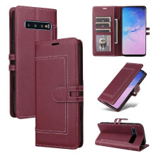 () Flip Case For Samsung Galaxy S10 Plus Premium PU Leather Kickstand Card Slots Magnetic Buckle Closure RFID Blocking
