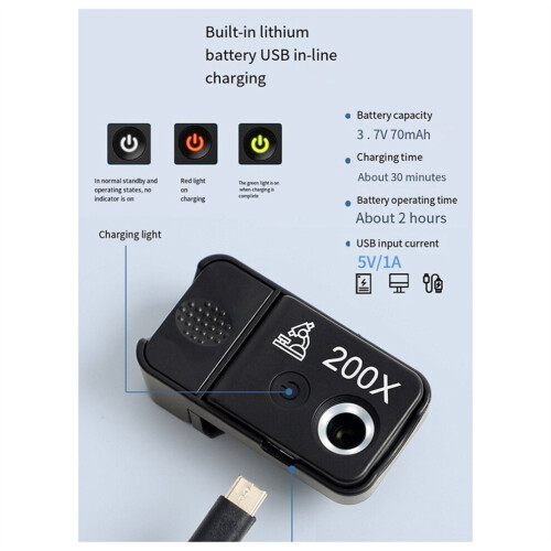 200x magnification phone mobile macro lens USB mobile phone microscope 2