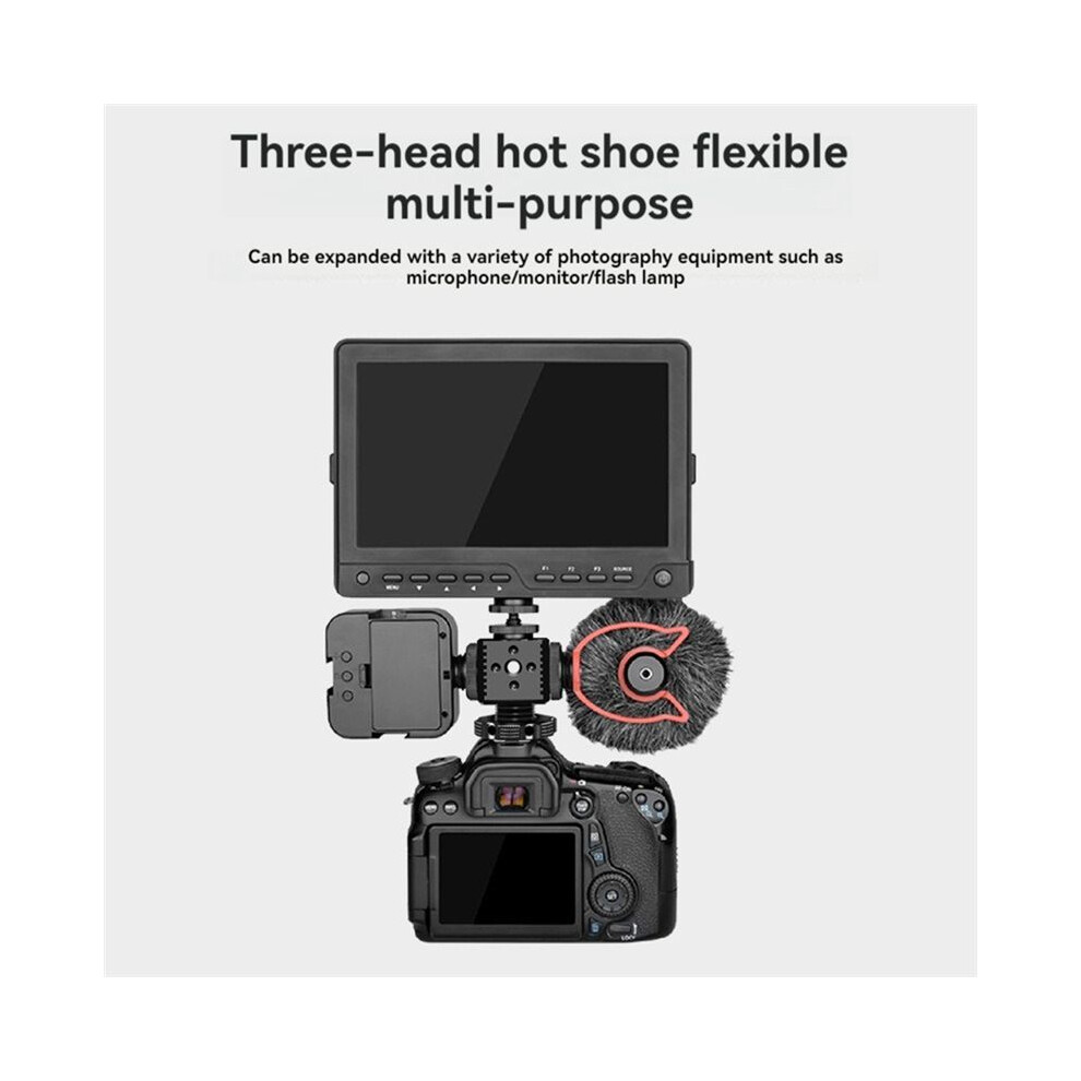 Triple Hot Shoe Mount Adapter 1/4 Hole Hot Shoe Monitor Base Mic Fill Bracket Holder For Slr Camera Cage Light 4711039553141