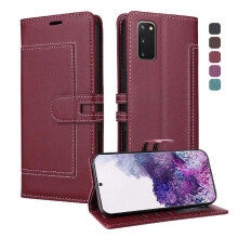 () Flip Case For Samsung Galaxy S20 Premium PU Leather Card Slots Magnetic Buckle Closure RFID Blocking Kickstand
