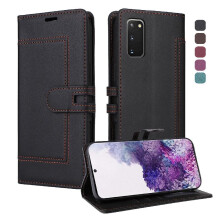 () Flip Case For Samsung Galaxy S20 Premium PU Leather Card Slots Magnetic Buckle Closure RFID Blocking Kickstand